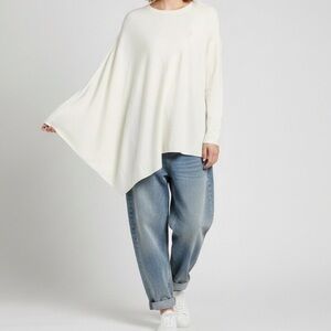 Ted Baker Wool Cashmere Zipper Accent Tunic Sweater Size Small Cream